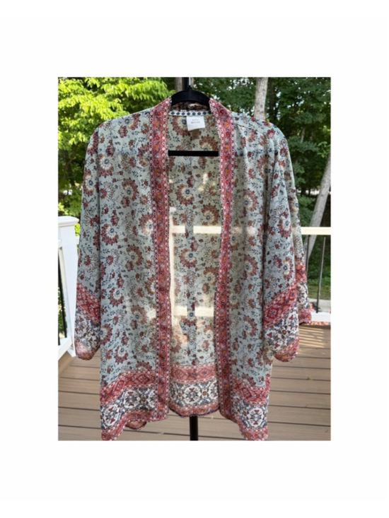 Knox Rose Other - Women's Knox Rose Floral Kimono Shrug S Light Blue Red